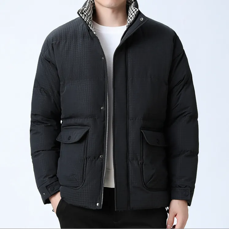 Men's Chic Houndstooth Insulated Puffer Jacket