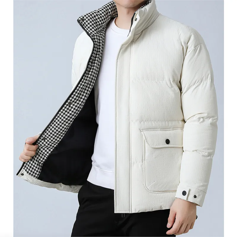 Men's Chic Houndstooth Insulated Puffer Jacket