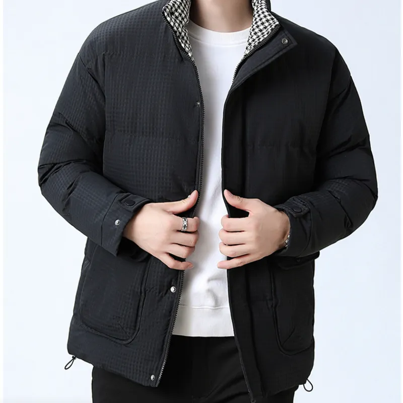 Men's Chic Houndstooth Insulated Puffer Jacket