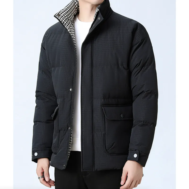 Men's Chic Houndstooth Insulated Puffer Jacket