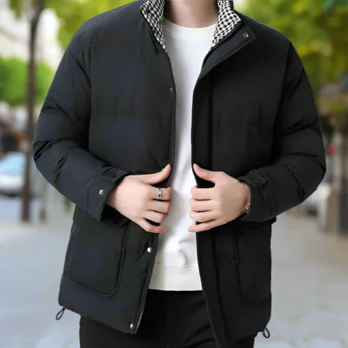 Men's Chic Houndstooth Insulated Puffer Jacket