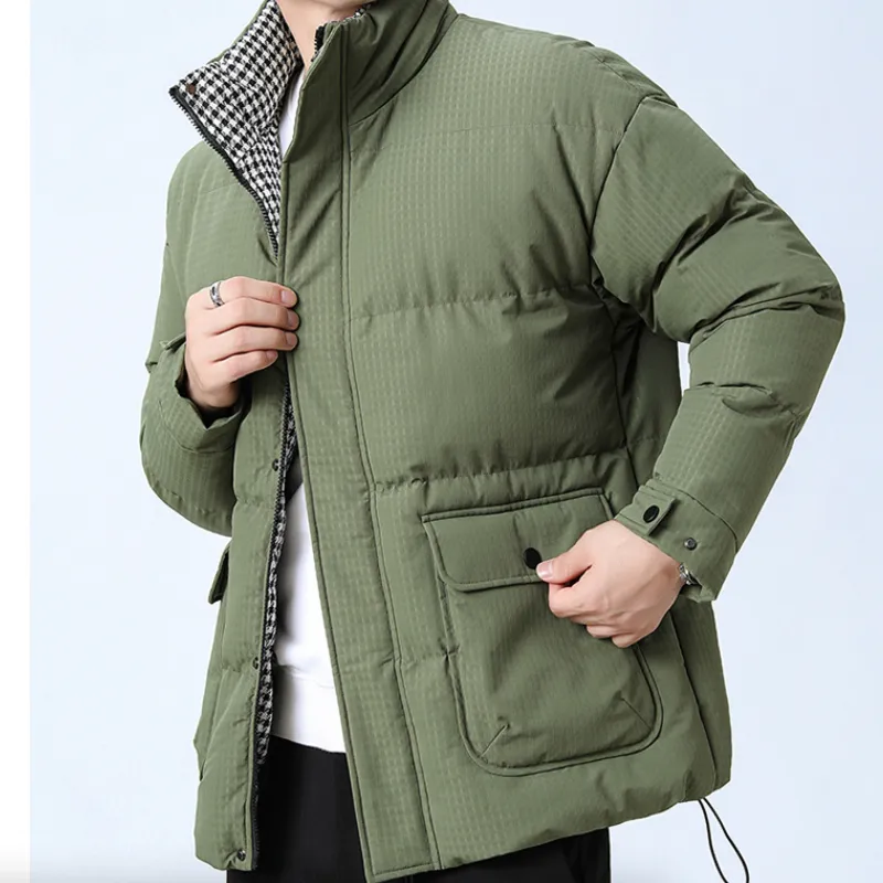 Men's Chic Houndstooth Insulated Puffer Jacket