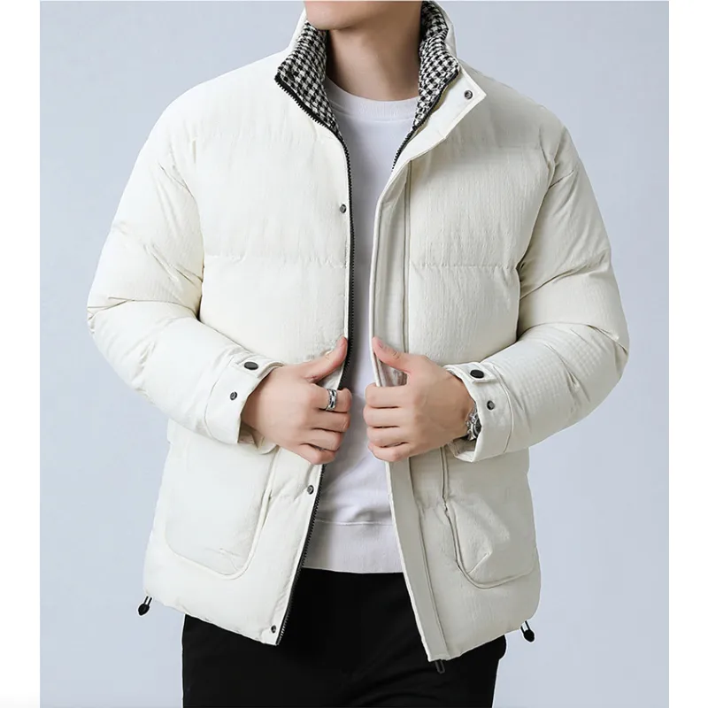 Men's Chic Houndstooth Insulated Puffer Jacket