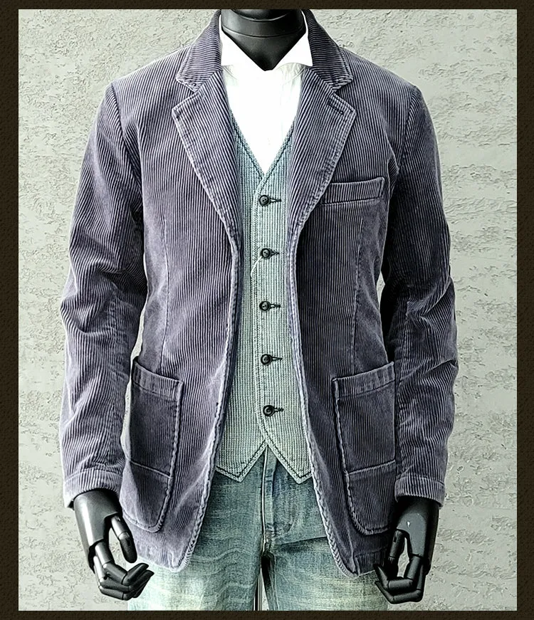 Men's Navy Corduroy Suit Jacket