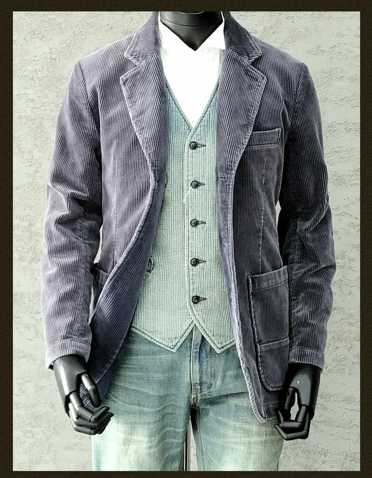 Men's Navy Corduroy Suit Jacket