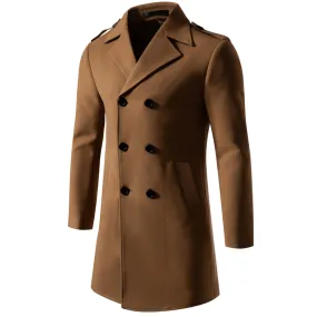 Men's Premium Double Breasted Woolen Trench Coat Winter Warm Overcoat Blazer | JK108