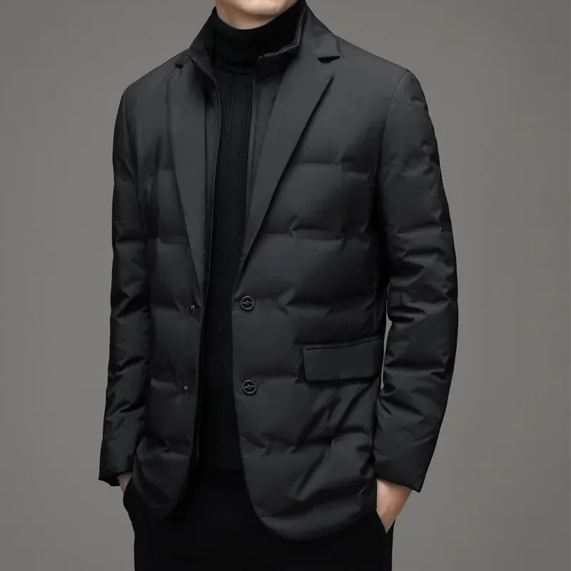 Men's Winter Fake Two Piece Warm Blazer