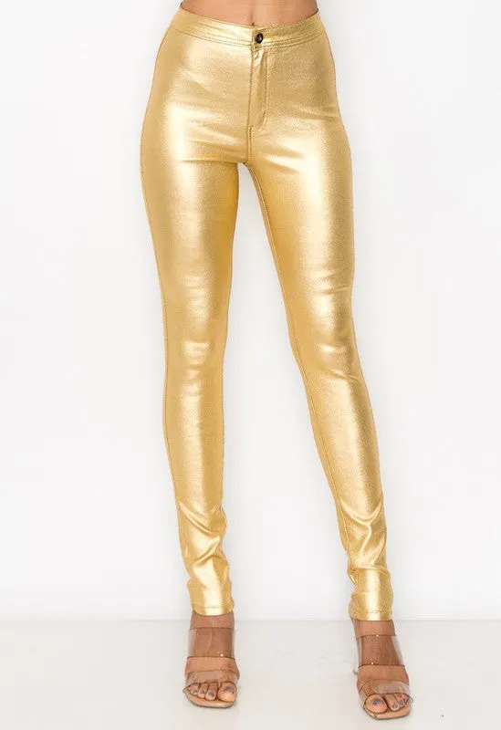 Metallic Skinny Pants