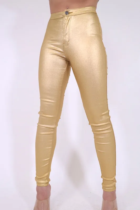 Metallic Skinny Pants