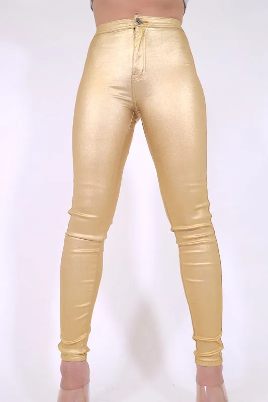 Metallic Skinny Pants