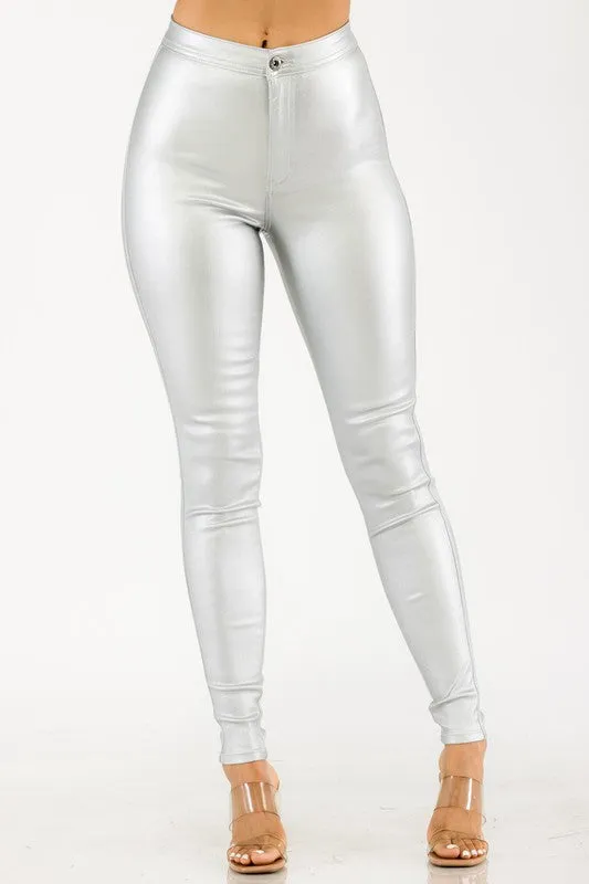 Metallic Skinny Pants