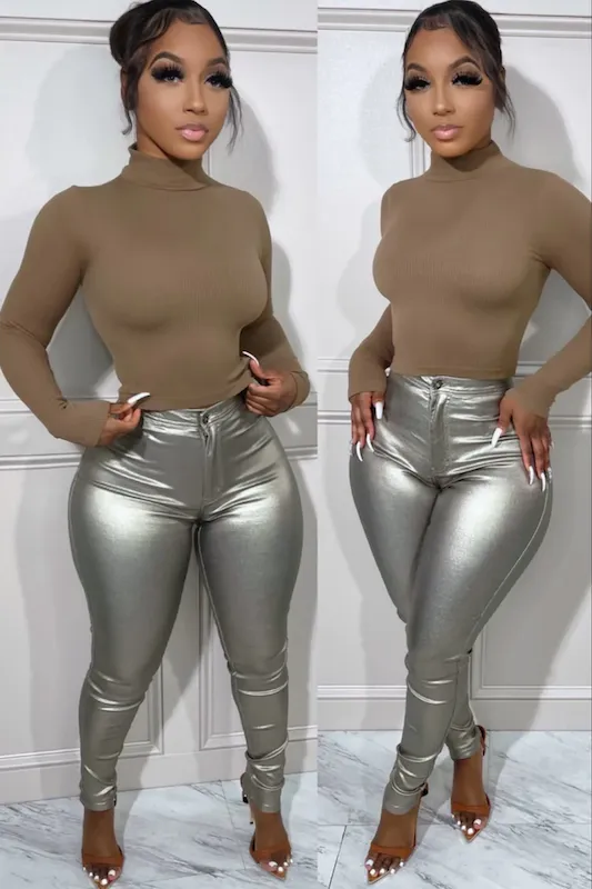 Metallic Skinny Pants