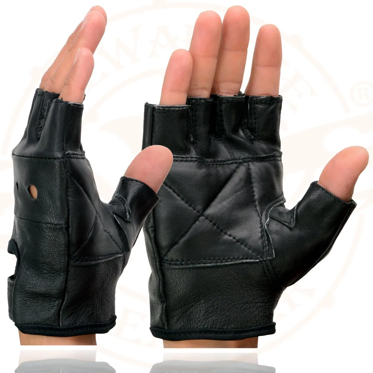 Milwaukee Leather SH355 Men's Motorcycle Black Leather Fingerless