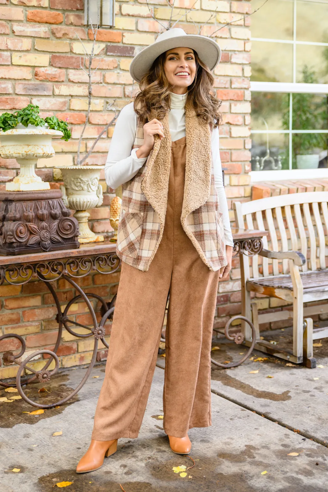 More Than Friends Corduroy Jumpsuit In Camel