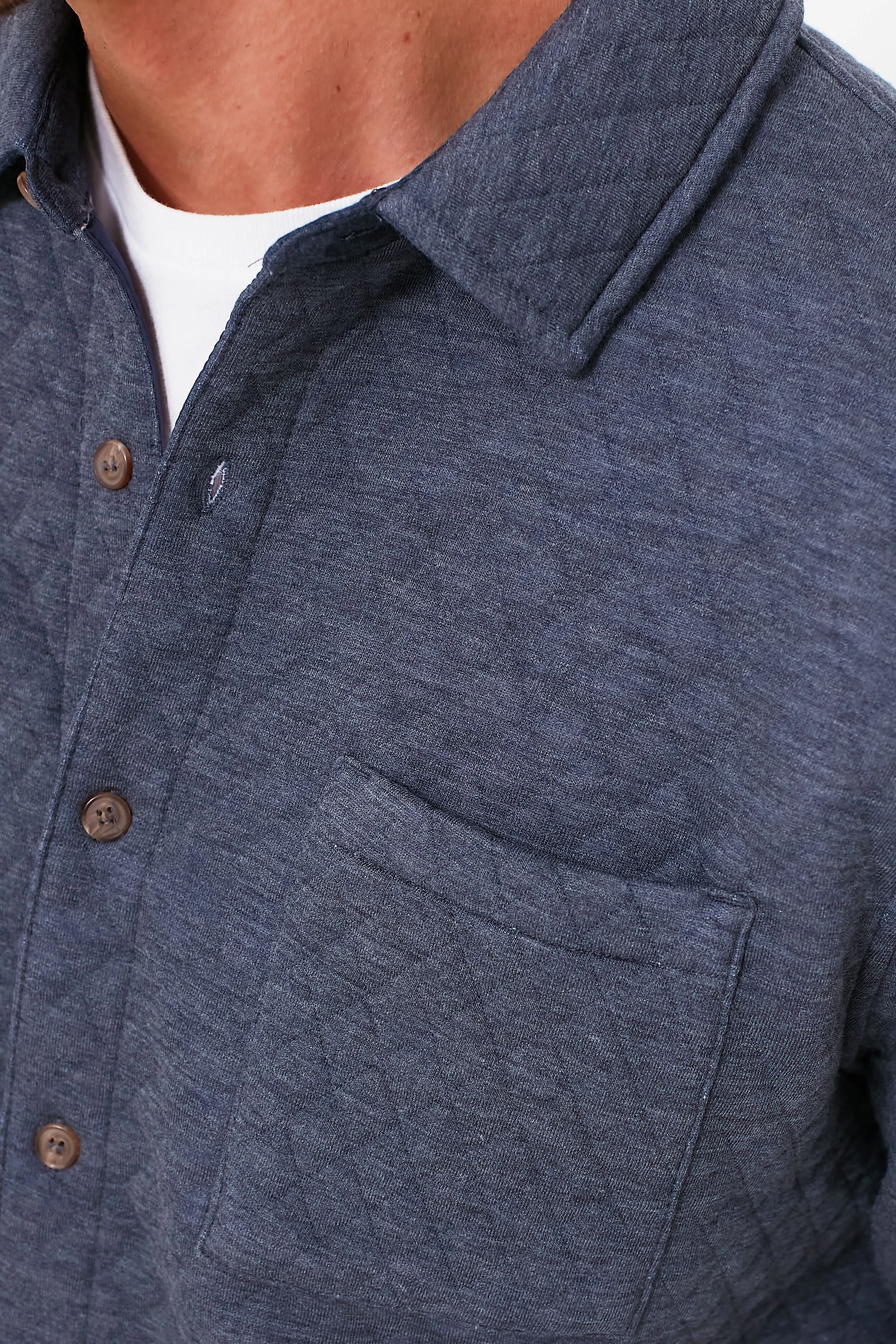 Navy Heather Oatmeal Corbet Quilted Overshirt