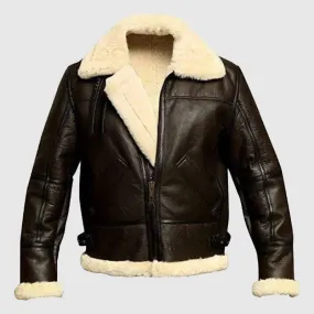 New High Premium Quality B3 Brown Bomber Aviator Genuine Sheepskin Leather Jacket for Men Fur Shearling Handmade