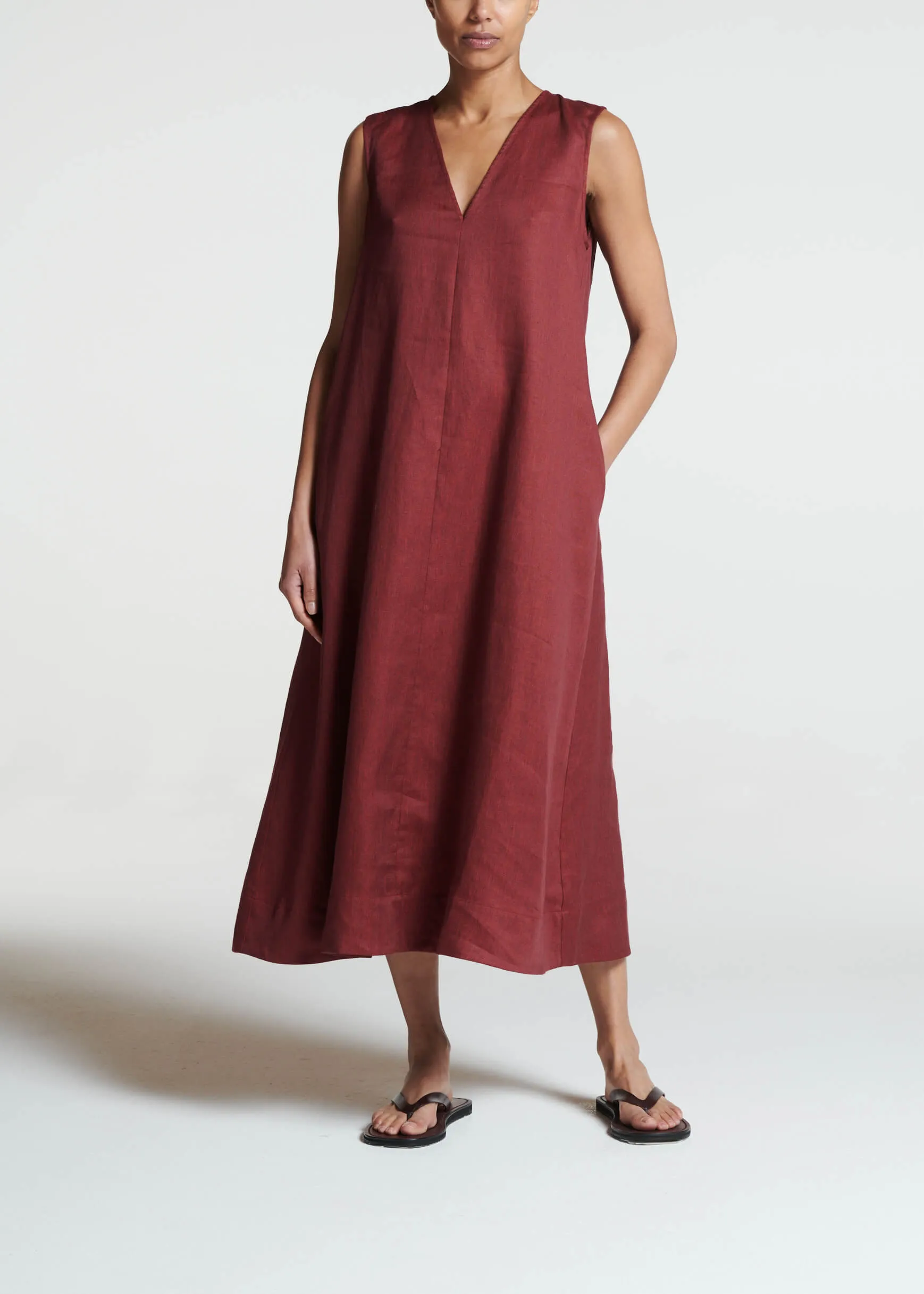 Nisha Dress Merlot Heavy Linen