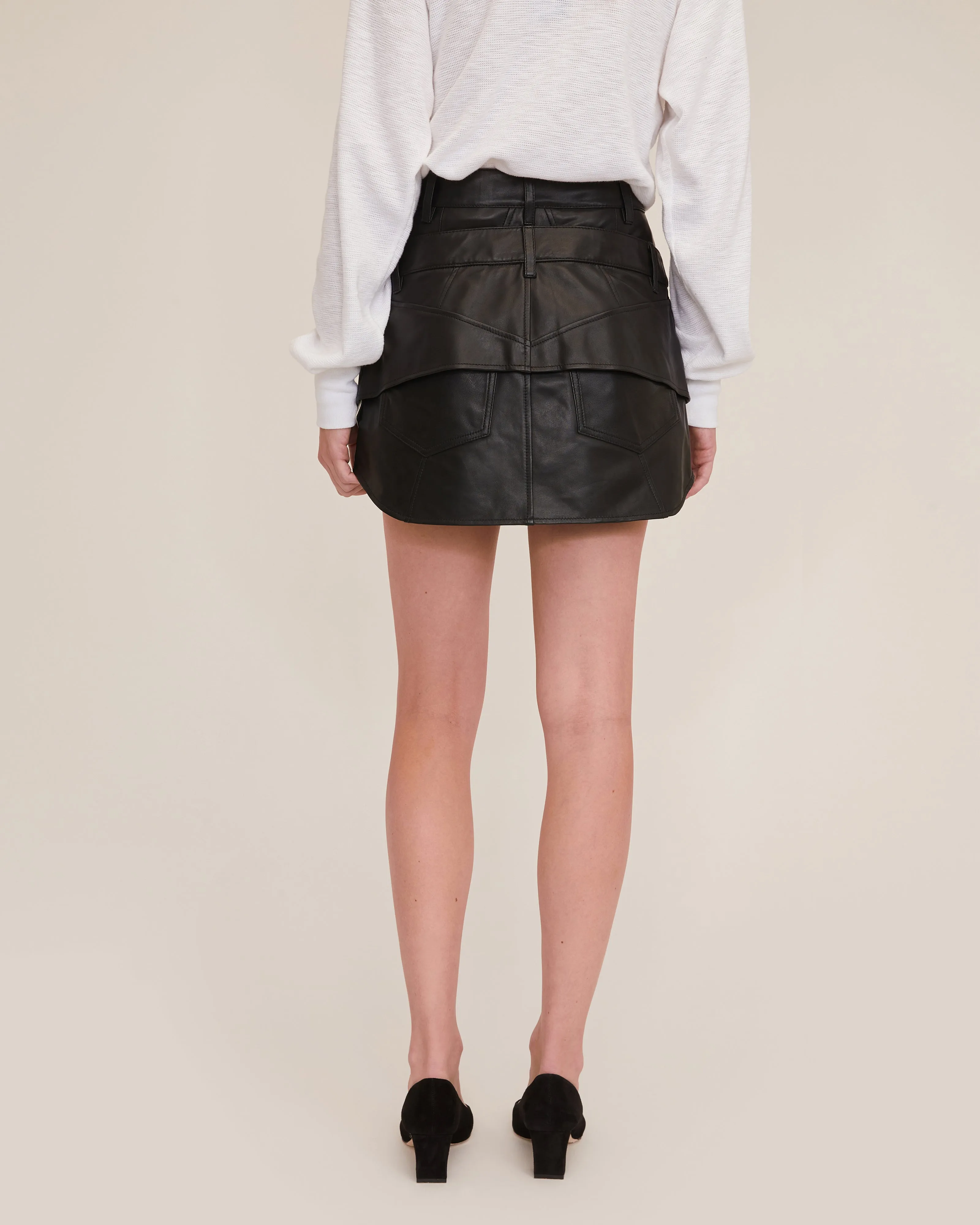 Nori Leather Layered Waist Mini Skirt