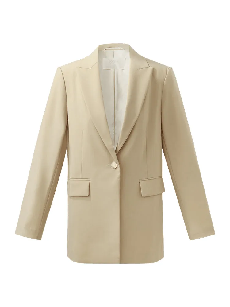 Notched Lapel One Button Women Blazer