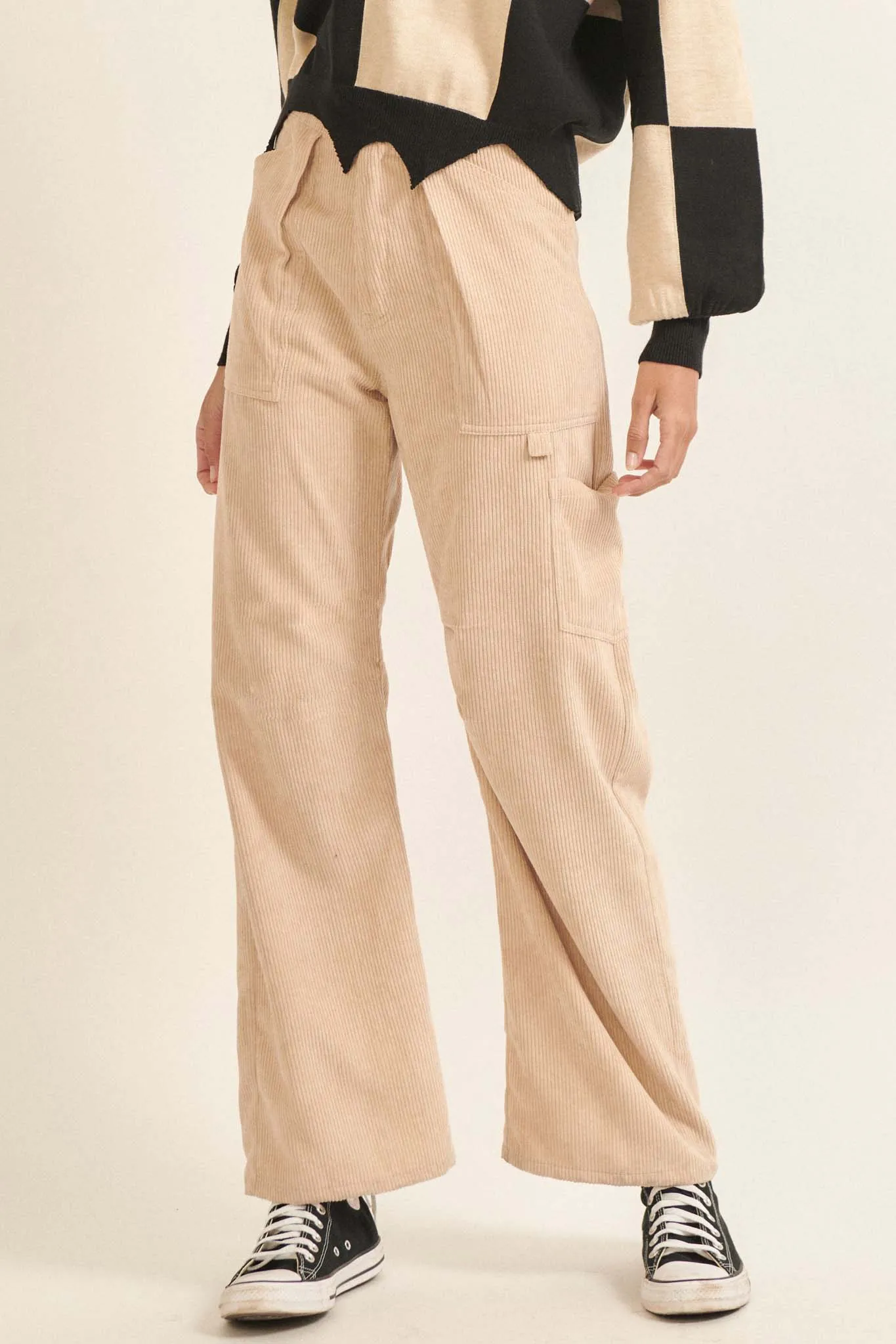 On the Move Pleated Corduroy Cargo Pants