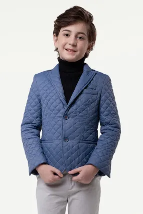 One Friday Kids Boys Blue Quilted Blazer