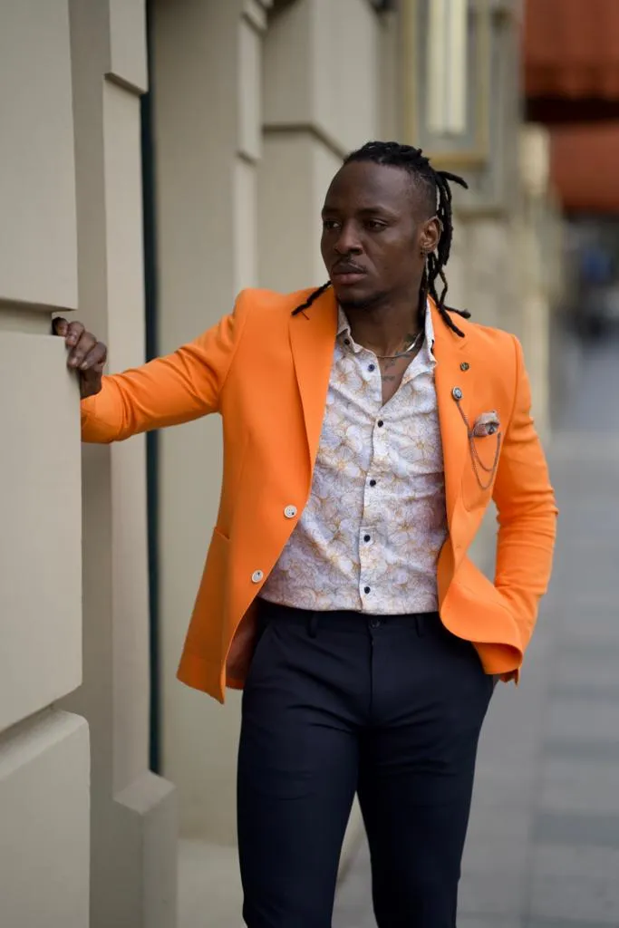 Orange Slim Fit Blazer Jacket for Men | GentWith