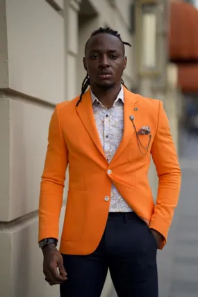 Orange Slim Fit Blazer Jacket for Men | GentWith