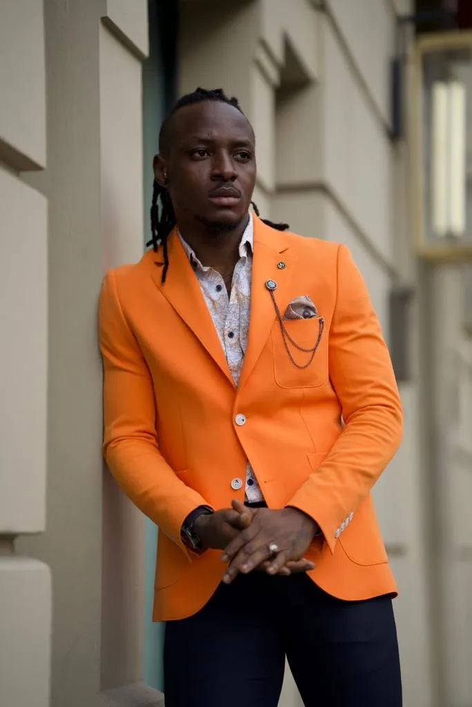 Orange Slim Fit Blazer Jacket for Men | GentWith