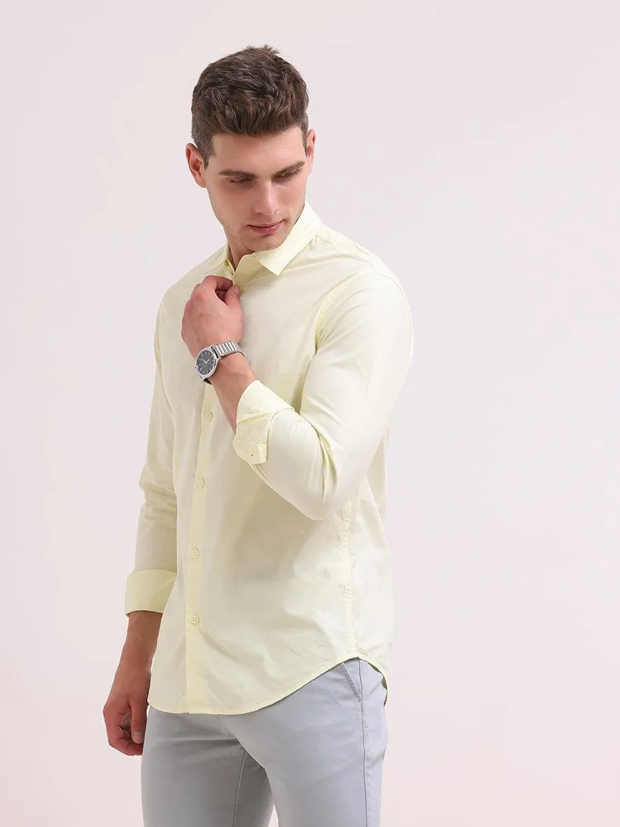 Orchida Plain Full Sleeve Poplin Shirt Yellow