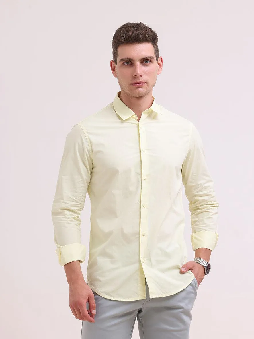 Orchida Plain Full Sleeve Poplin Shirt Yellow