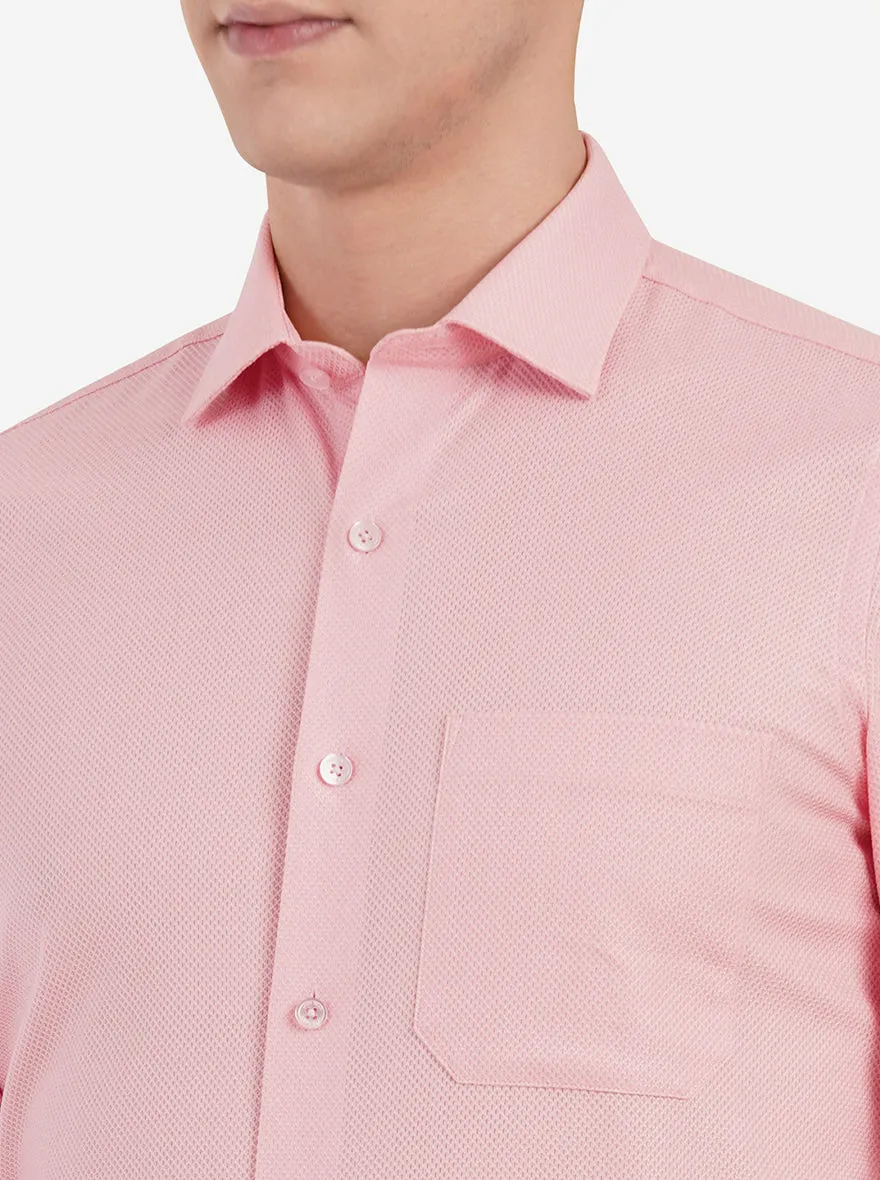 Pastel Rose Dobby Slim Fit Formal Shirt | JadeBlue