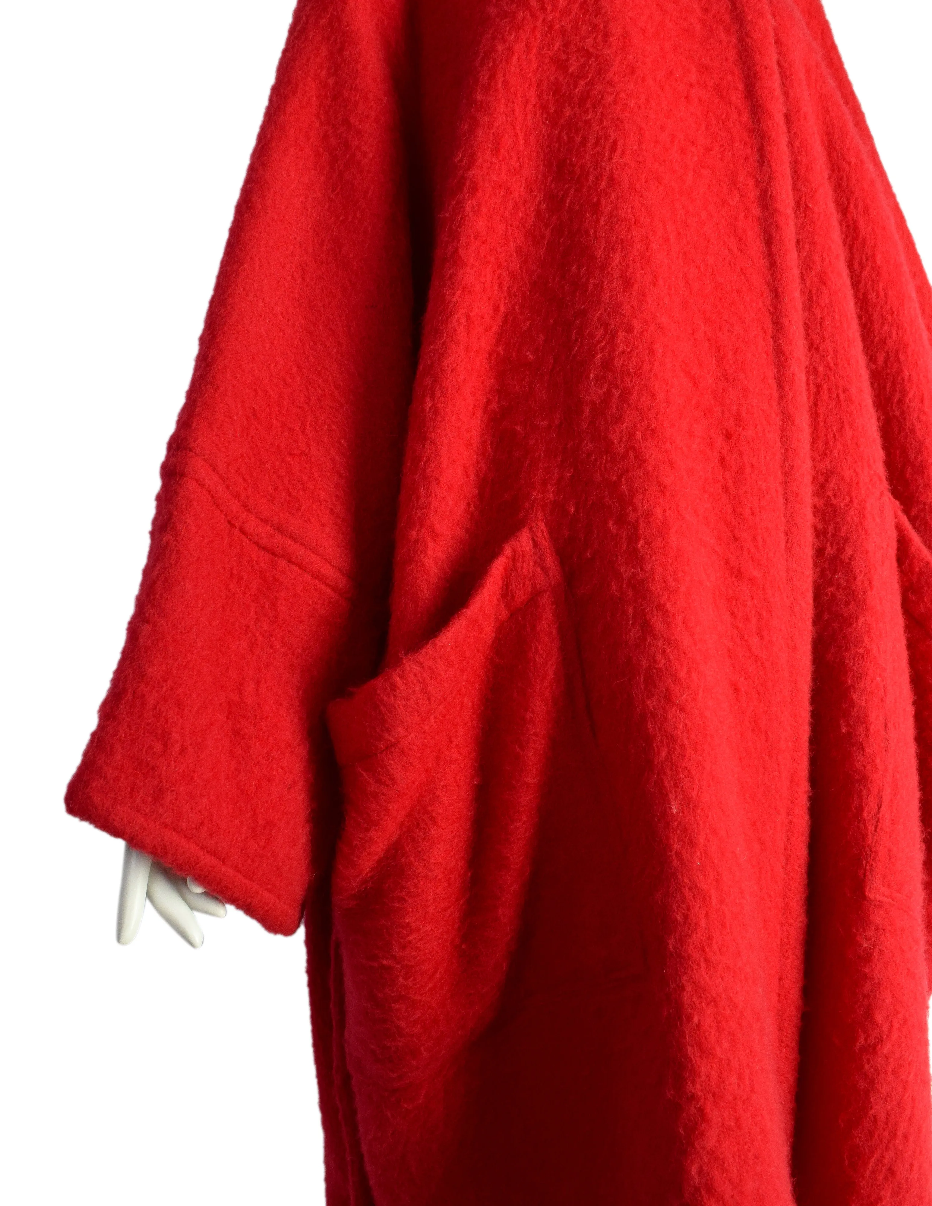 Patrick Kelly Vintage 1980s Red Wool Mohair Dramatic Oversized Cape Coat