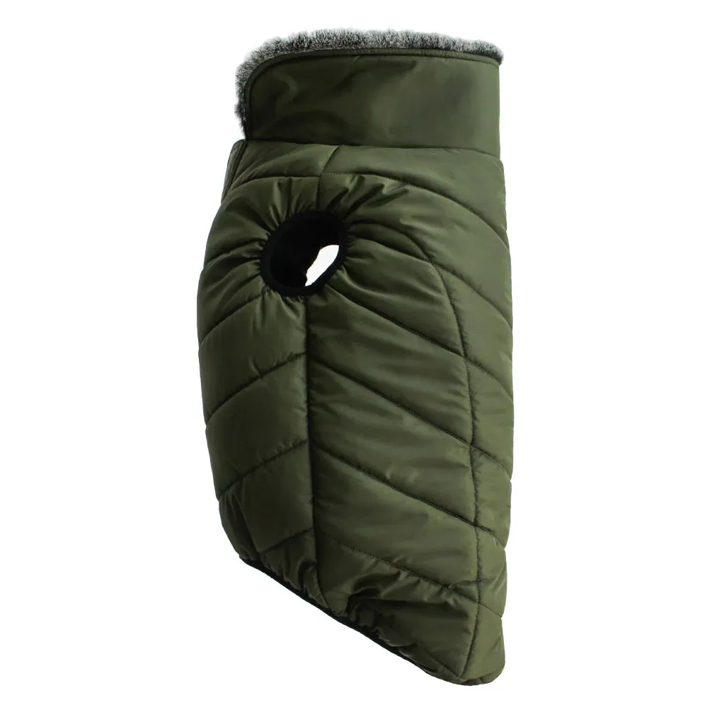 Pawpourri Fleece Lining Puffer Jacket for Dogs and Cats (Dark Green)