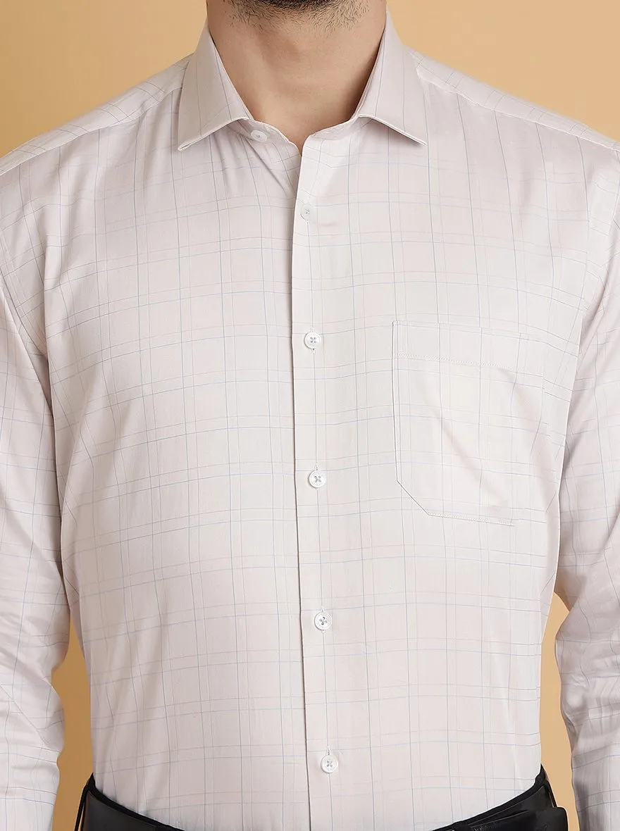 Peach Checked Regular Fit Formal Shirt | JadeBlue