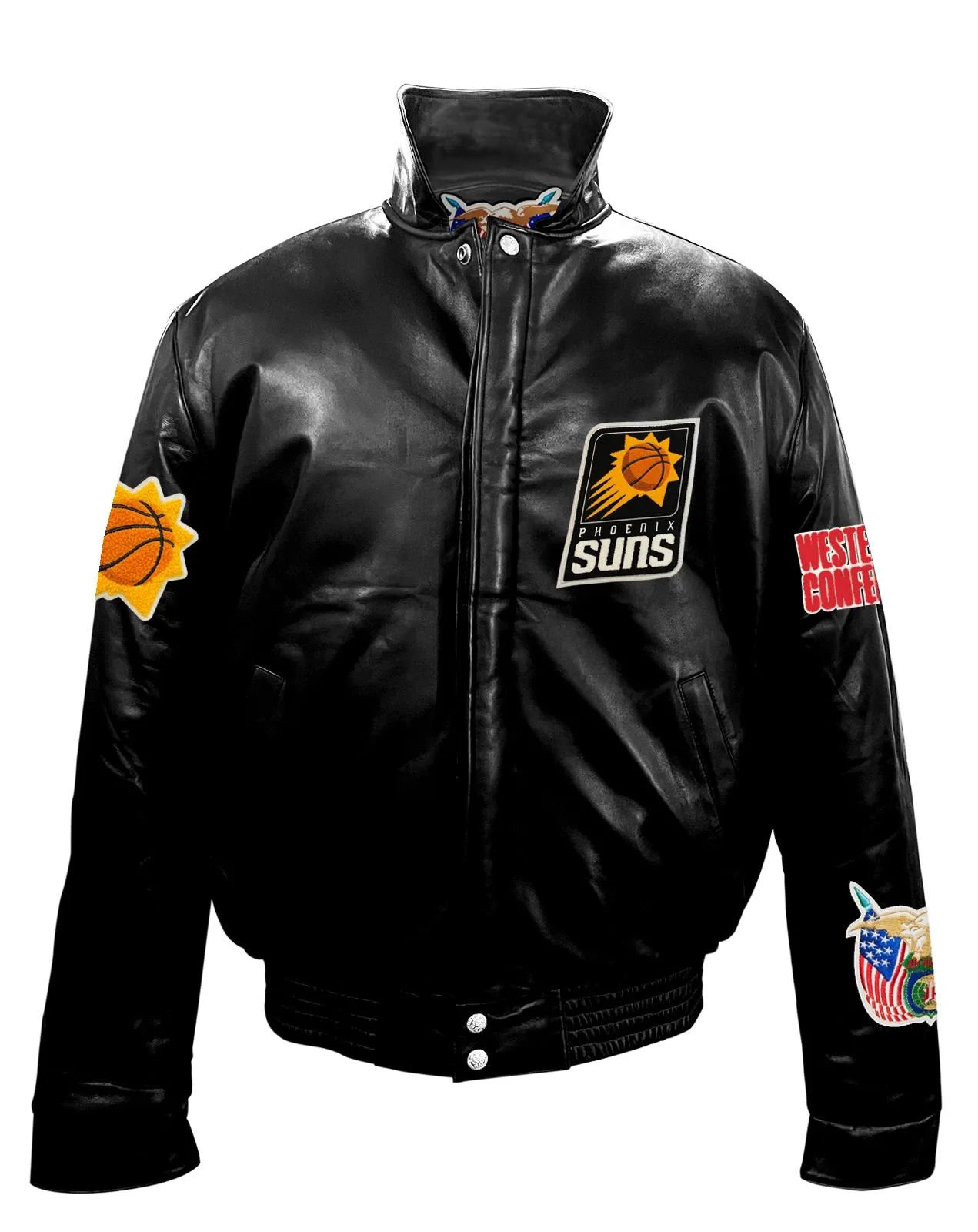 PHOENIX SUNS FULL LEATHER PUFFER JACKET Black