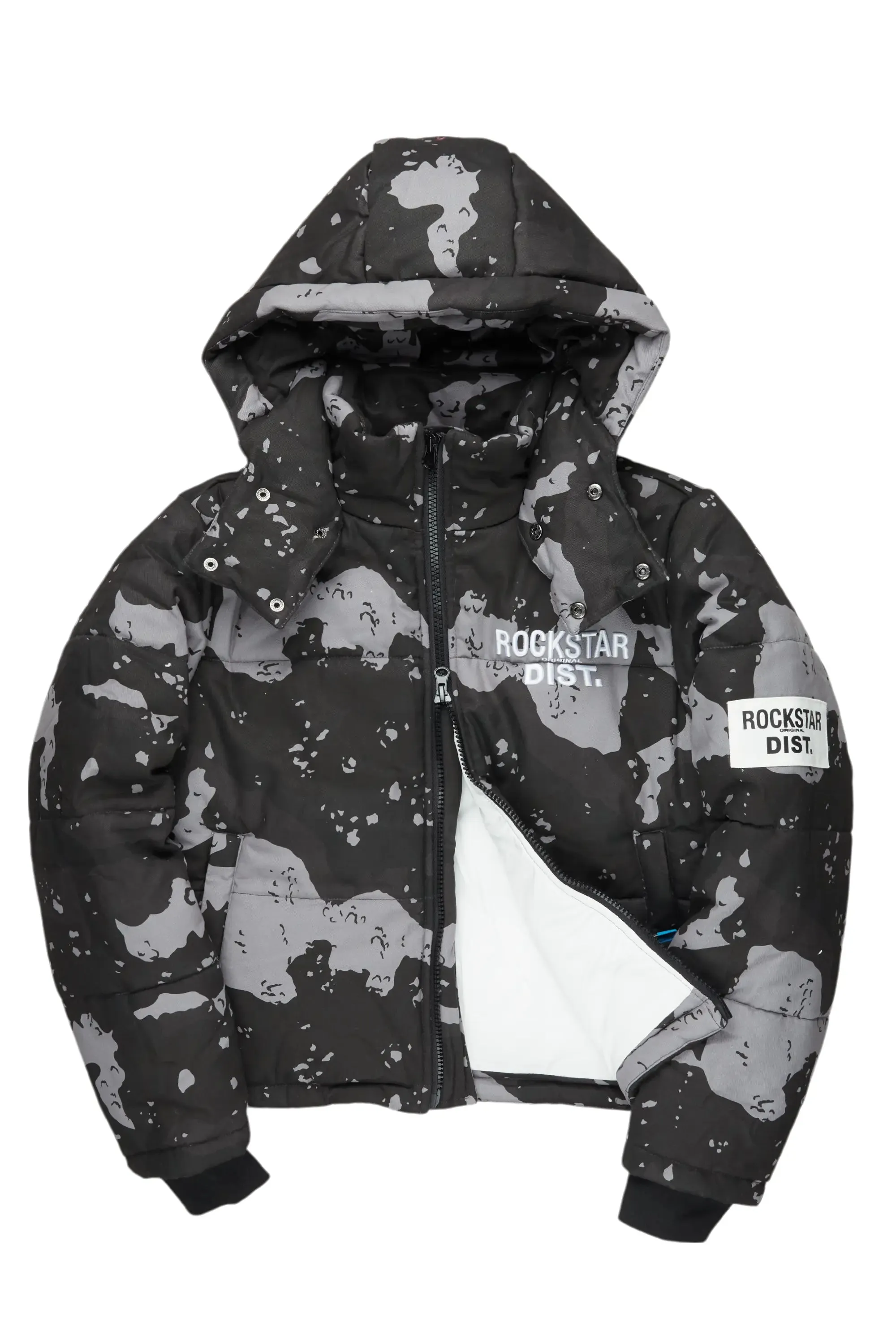 Porchea Black Camo Puffer Jacket