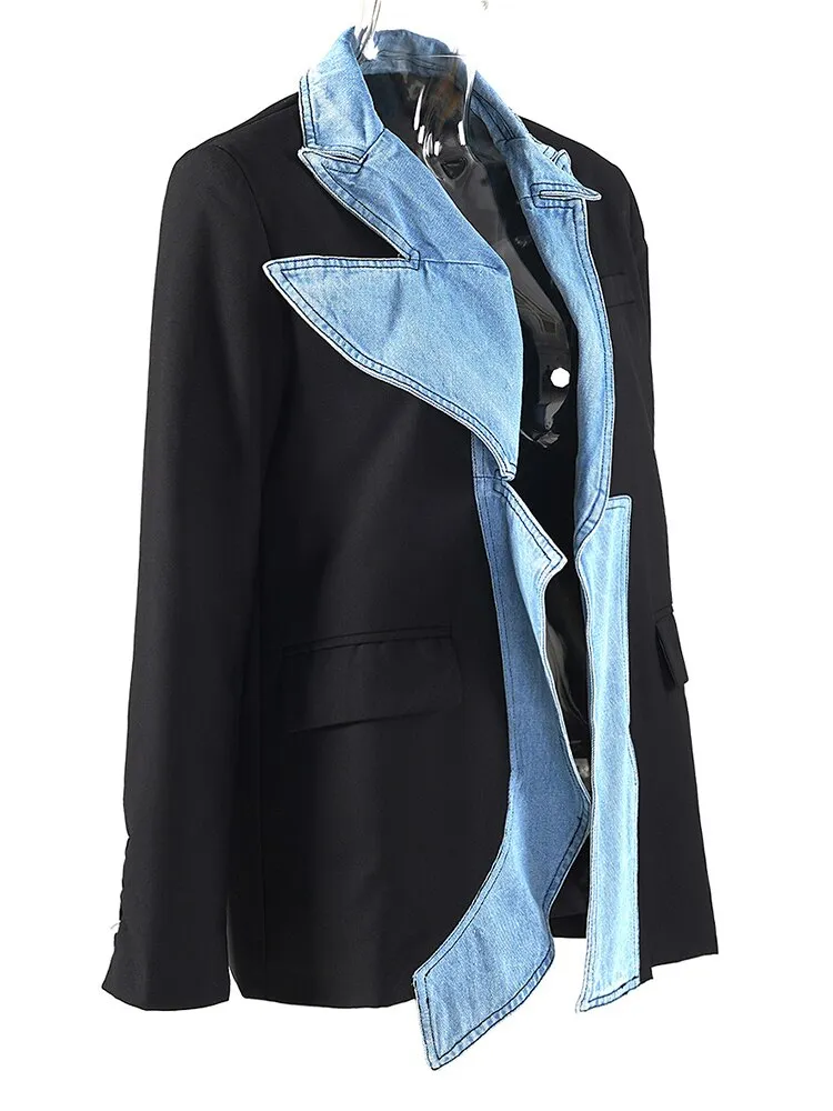 Pre Order:  Double Layered Denim Cotton Blazer