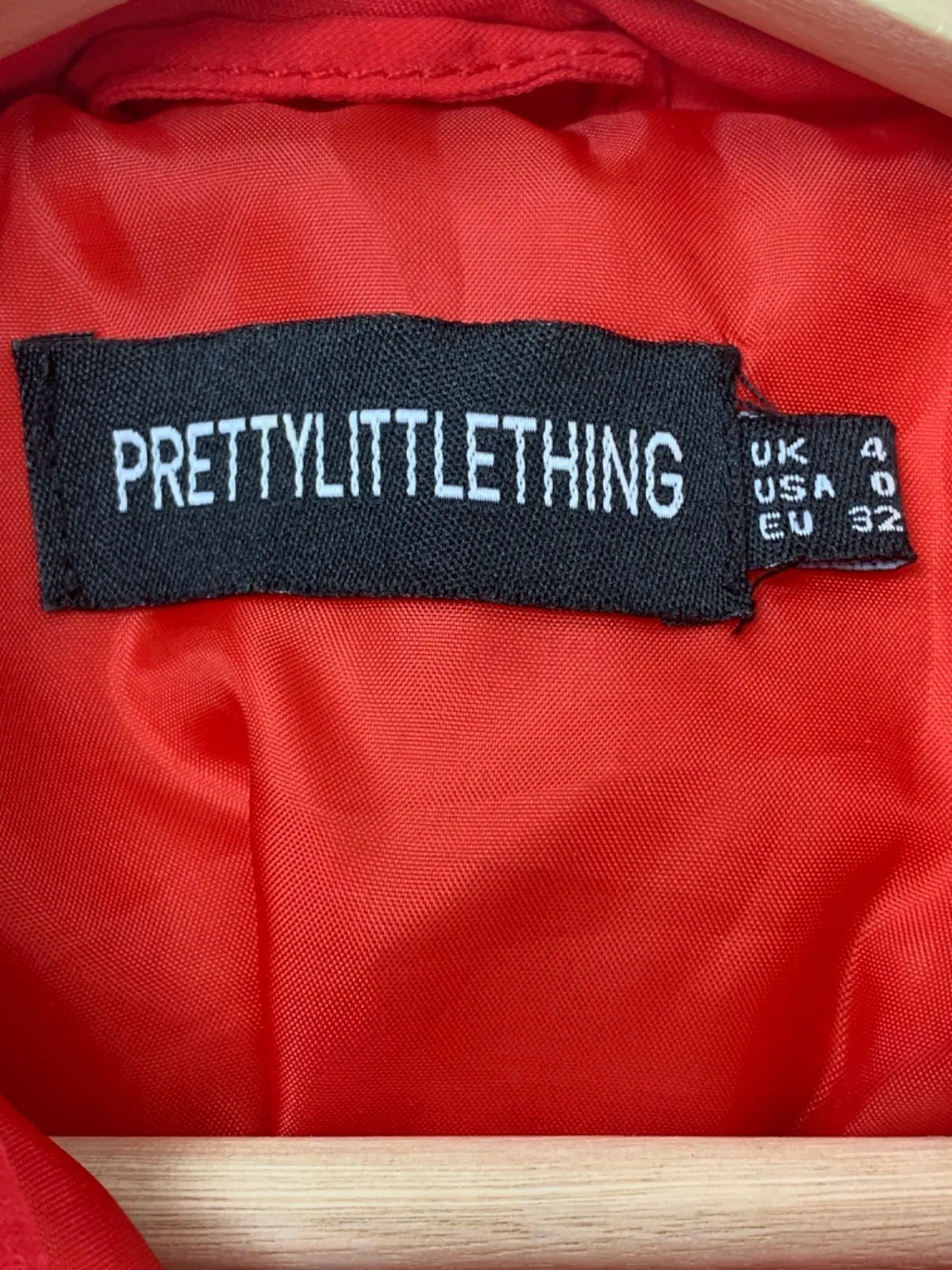 PrettyLittleThing Red Puffer Jacket UK 4