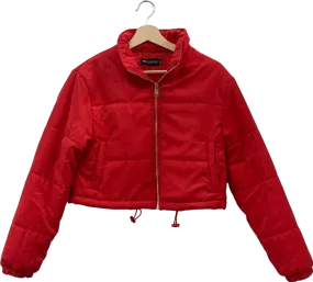 PrettyLittleThing Red Puffer Jacket UK 4