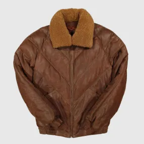 Purchase Best Brown Leather Bubble Jacket For Mens