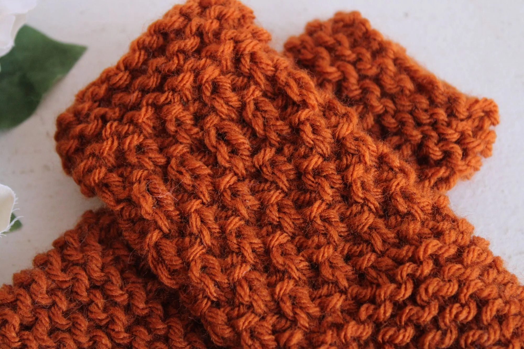 "Pumpkin Seed" Hand Knit Fingerless Gloves