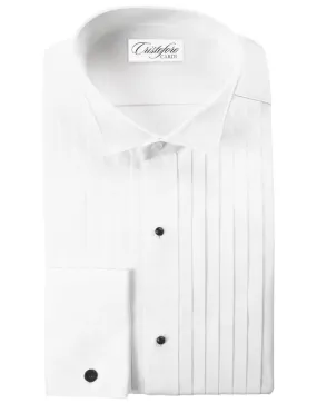 "Roma" White Pleated Wingtip Tuxedo Shirt