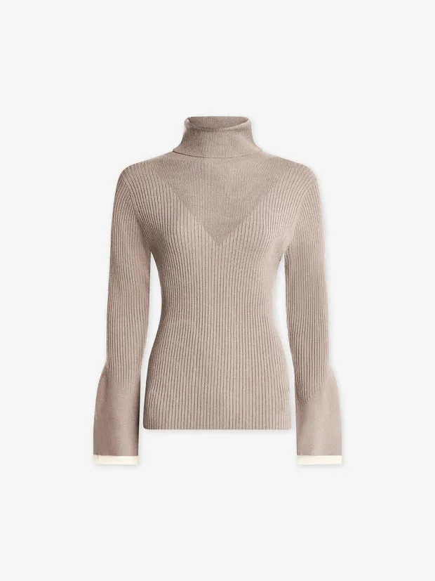 Ravena Rib Knit High Neck Top