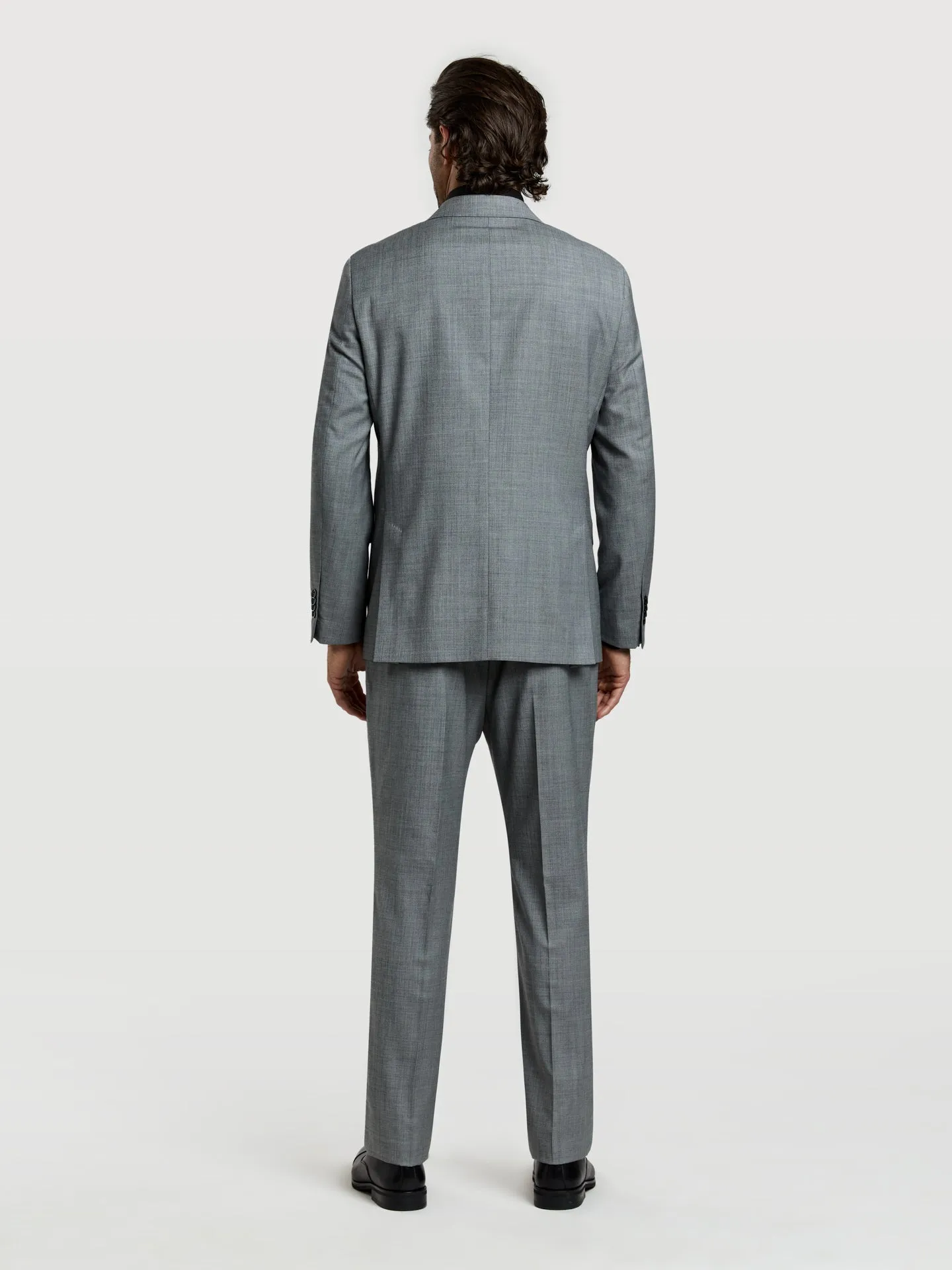 Regular fit 4 seasons sharkskin wool suit