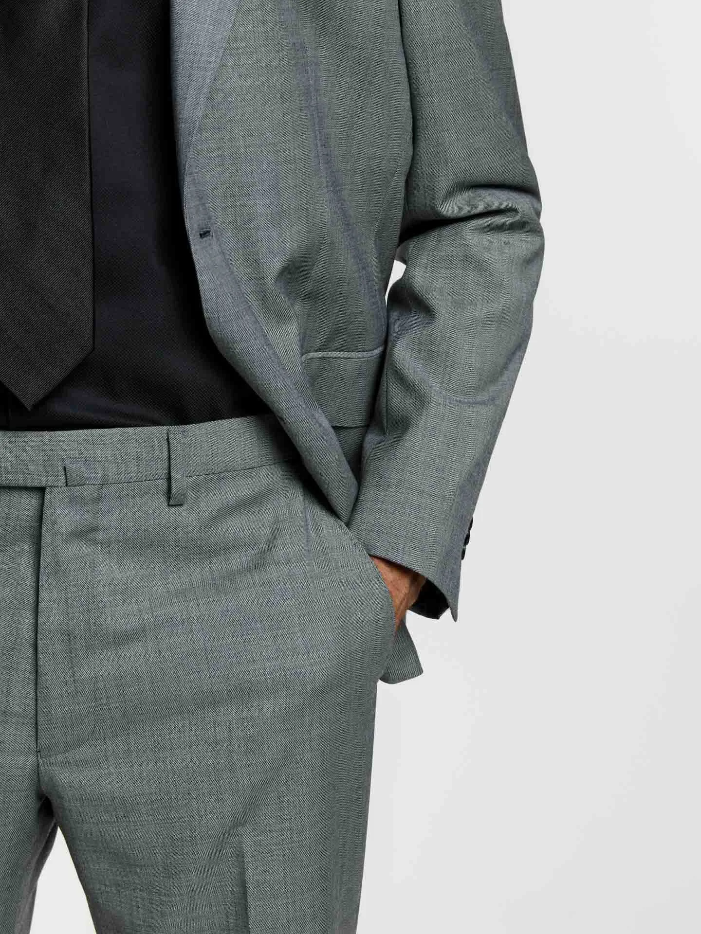 Regular fit 4 seasons sharkskin wool suit