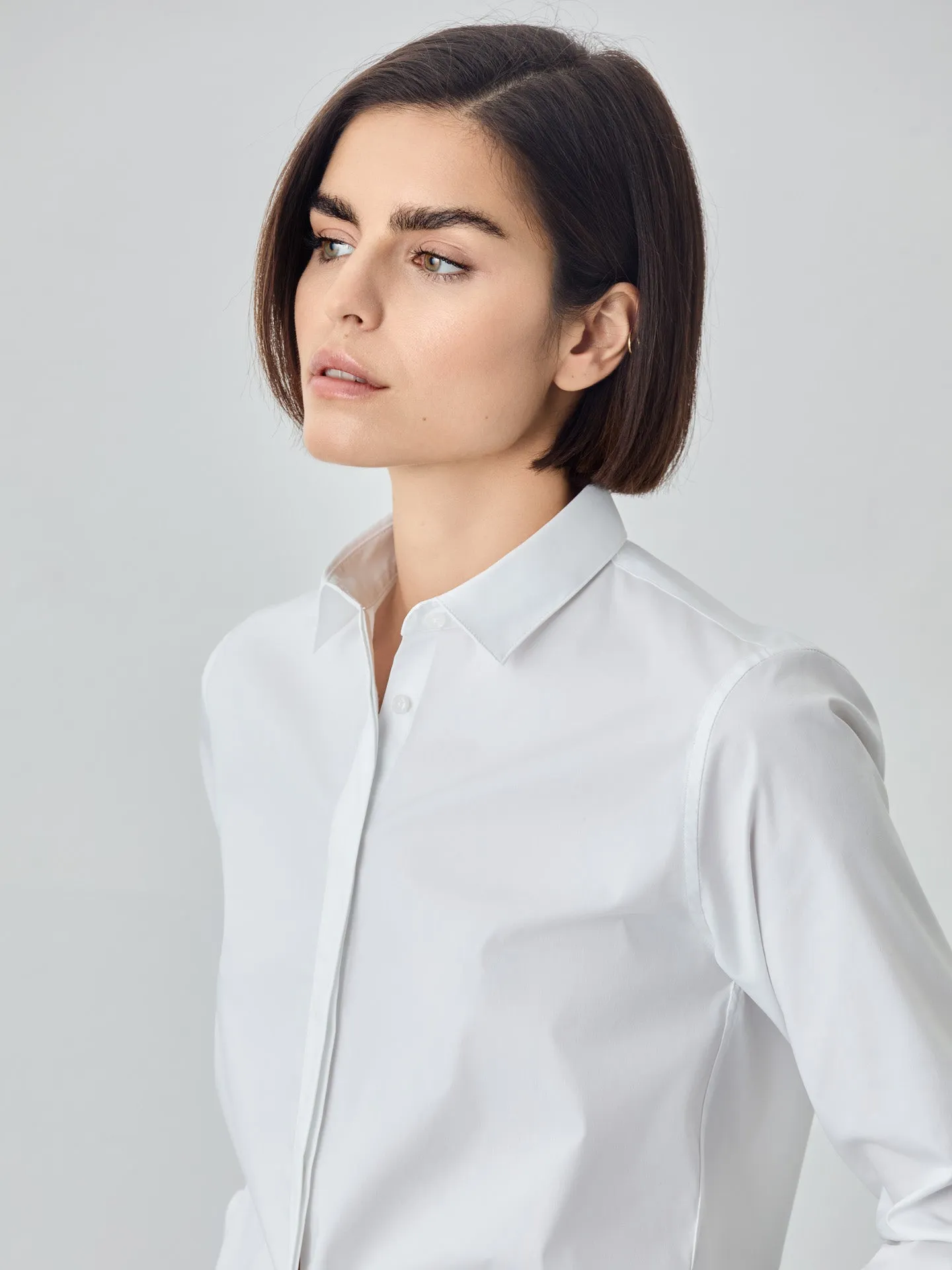 Regular Fit Plain Poplin Comfort Shirt With Open Collar