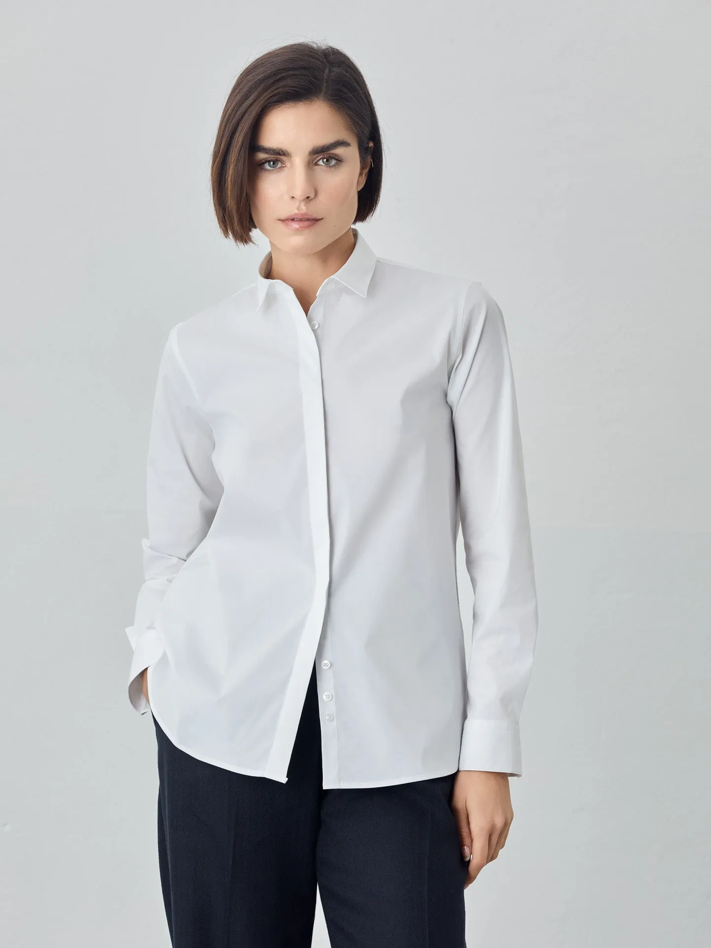 Regular Fit Plain Poplin Comfort Shirt With Open Collar