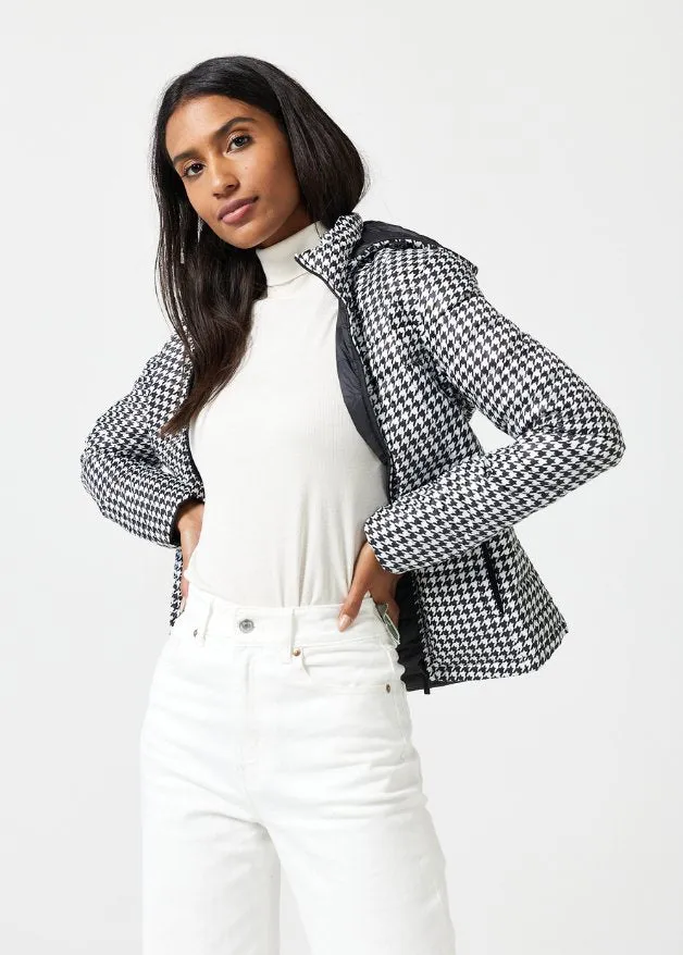 Reversible Black Houndstooth Duck Down Puffer Jacket