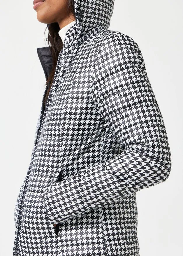 Reversible Black Houndstooth Duck Down Puffer Jacket