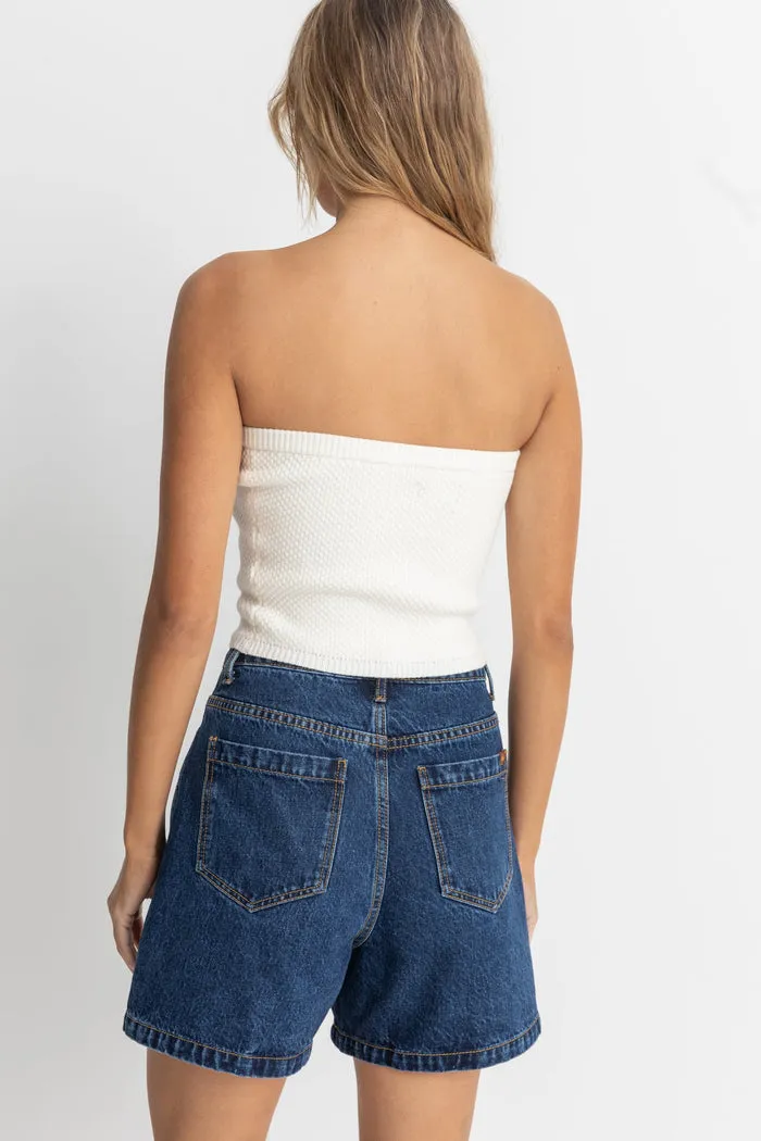 Rhythm Spirit Strapless Knit Top - WHITE